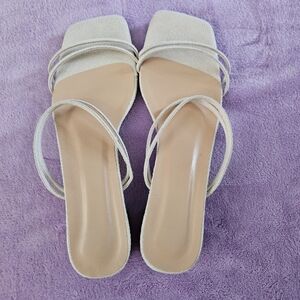 SHEIN Cream Minimalist Sandals Wide Strips